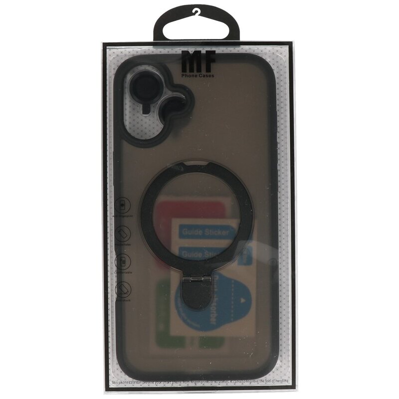 Magsafe Mat Transparant - Camera Beschermer Case met Staande Functie voor iPhone 16 Zwart