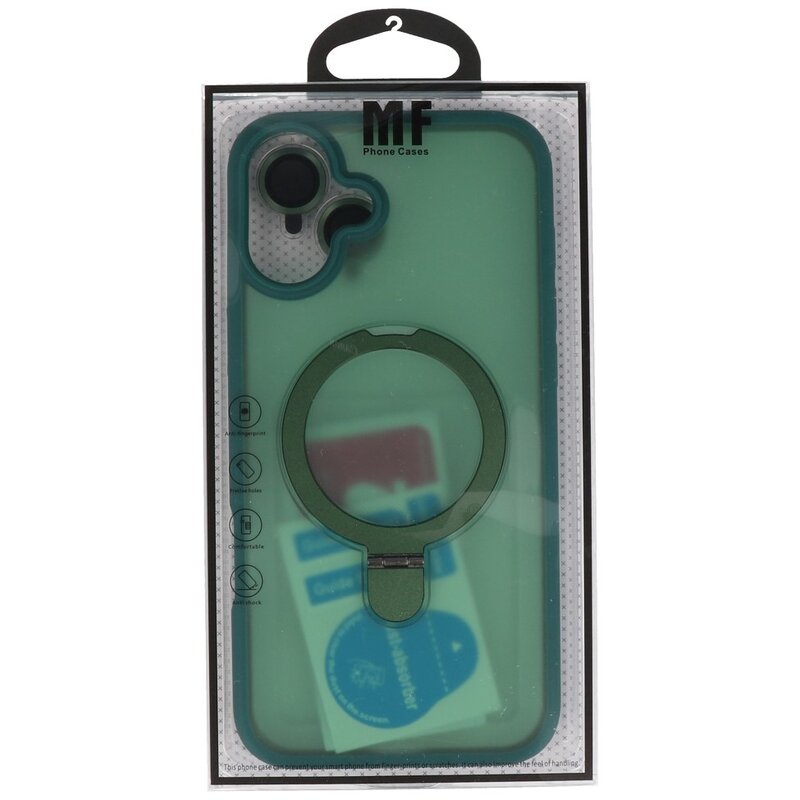 Magsafe Matte Transparent - Camera Protector Case with Standing Function for iPhone 16 Dark Green