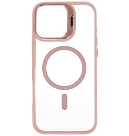 Magsafe Transparente Kameraschutzhülle mit Standfunktion für iPhone 16 Pink