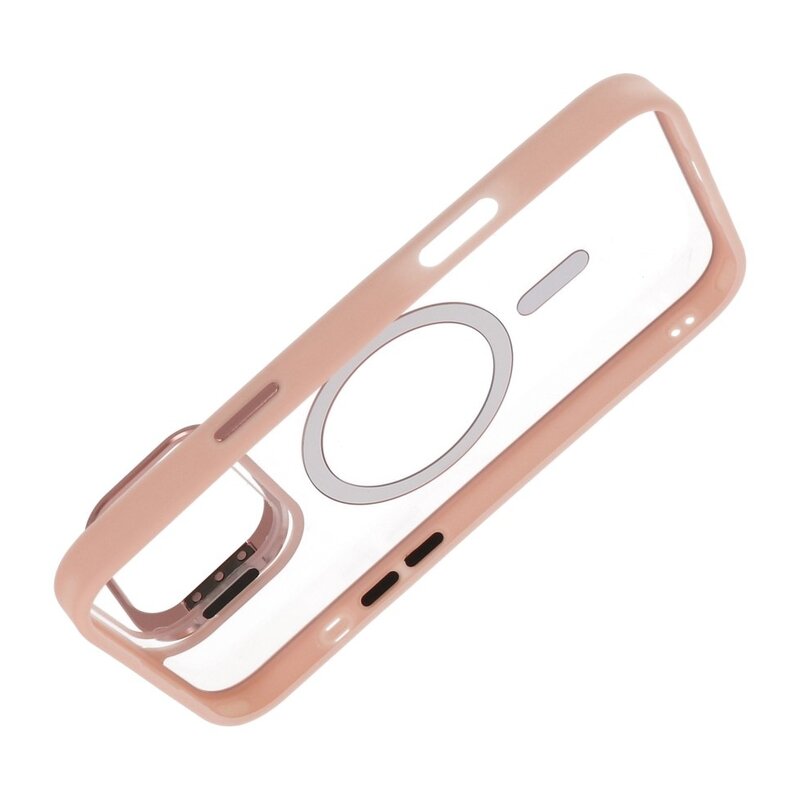 Magsafe Transparent - Kamerabeskyttende Etui med Ståfunktion til iPhone 16 Lyserød