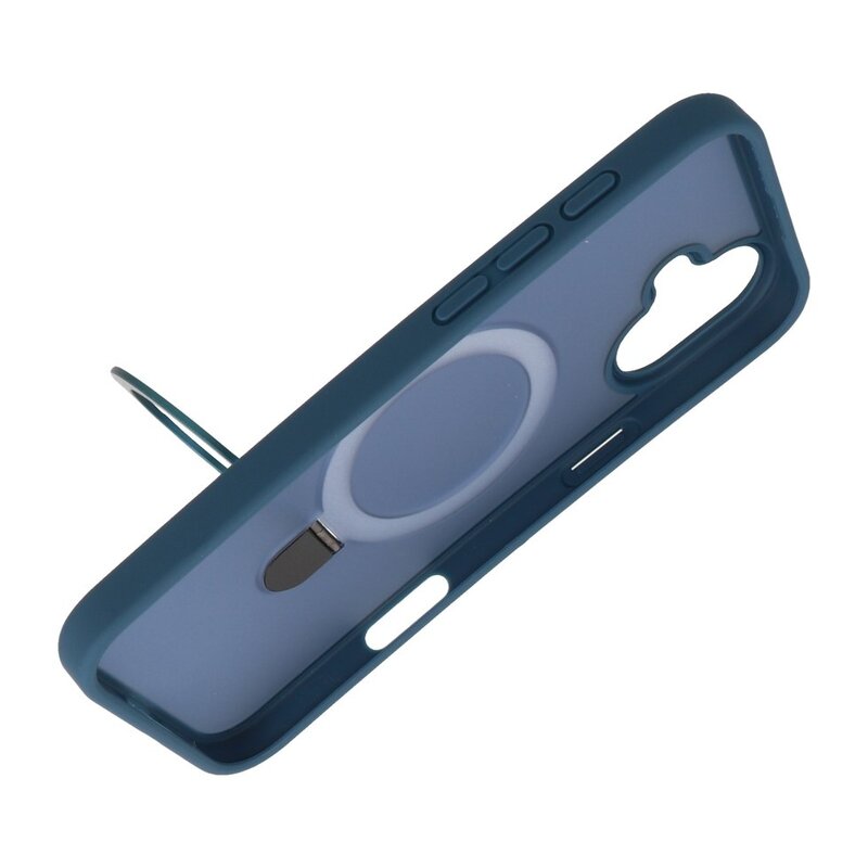 Magsafe Matte Transparente - Funda protectora de cámara con función de soporte para iPhone 16 Plus Azul