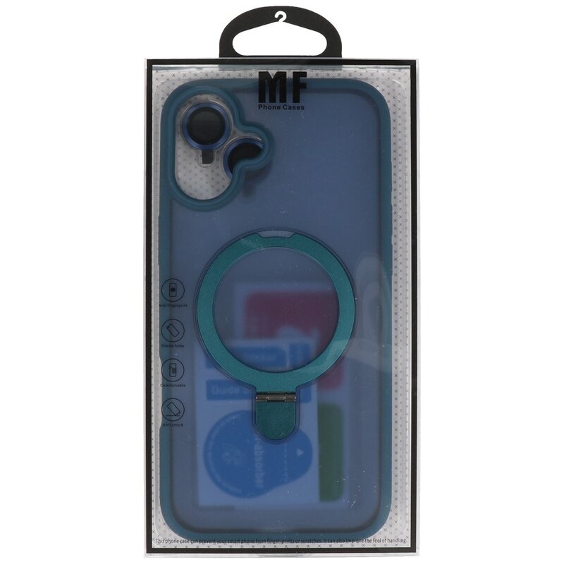 Magsafe Matte Transparente - Funda protectora de cámara con función de soporte para iPhone 16 Plus Azul