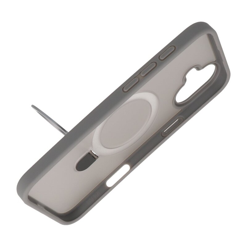 Magsafe Matte Transparente - Funda protectora de cámara con función de soporte para iPhone 16 Plus Gris