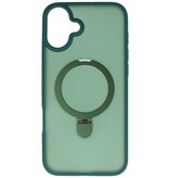 Coque Magsafe transparente mate avec protection pour appareil photo et fonction support pour iPhone 16 Plus, vert foncé