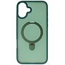 Coque Magsafe transparente mate avec protection pour appareil photo et fonction support pour iPhone 16 Plus, vert foncé