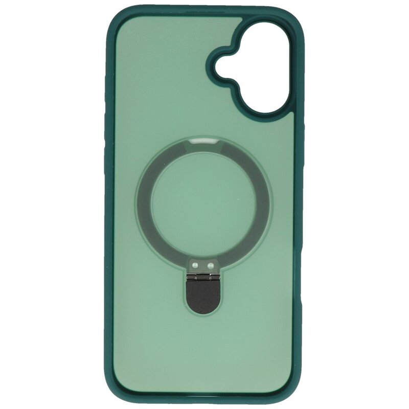 Coque Magsafe transparente mate avec protection pour appareil photo et fonction support pour iPhone 16 Plus, vert foncé