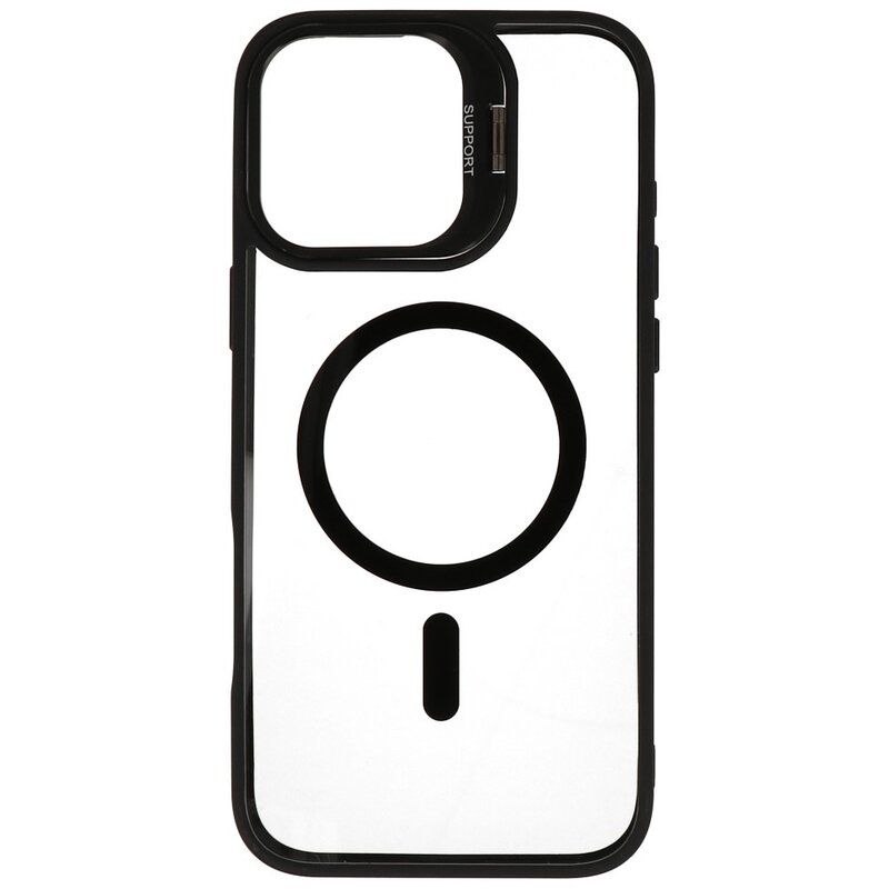 Magsafe Transparente - Funda Protectora de Cámara con Función de Pie para iPhone 16 Pro Negra