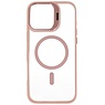 Étui de protection transparent MagSafe pour appareil photo avec fonction support pour iPhone 16 Pro rose
