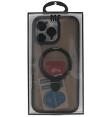 Coque Magsafe Matte Transparente avec protection d'appareil photo et fonction support pour iPhone 16 Pro Max Noir