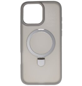 Magsafe Matt Transparent - Étui de protection pour appareil photo avec fonction support pour iPhone 16 Pro Max Gris