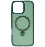 Magsafe Matte Transparent - Camera Protector Case with Standing Function for iPhone 16 Pro Max Dark Green