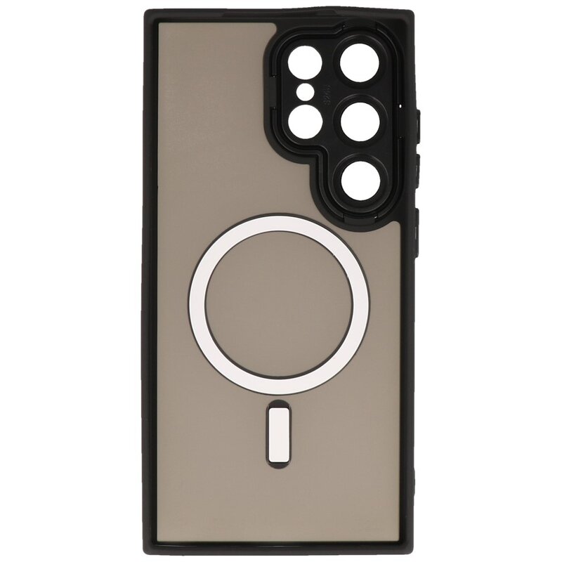 Funda Magsafe Mate-Transparente con Protector de Cámara para Samsung Galaxy S24 Ultra Negro