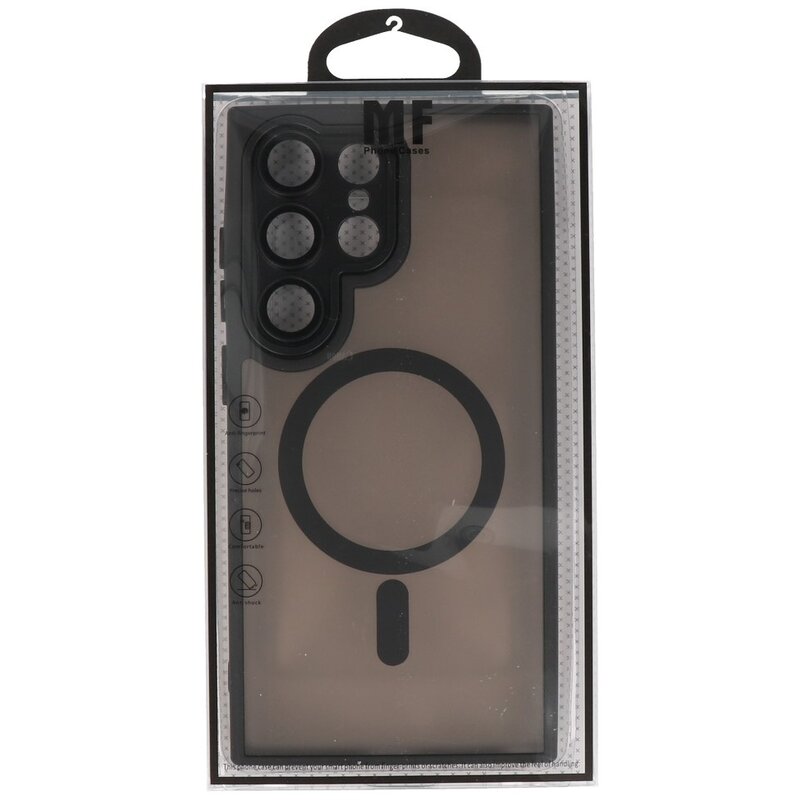 Étui MagSafe mat transparent avec protection pour appareil photo pour Samsung Galaxy S24 Ultra Noir