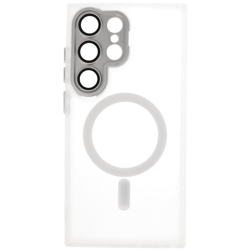 Matte-Transparent with Camera Protector Magsafe Case for Samsung Galaxy S24 Ultra White