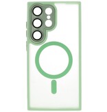 Funda Magsafe Mate-Transparente con Protector de Cámara para Samsung Galaxy S24 Ultra Verde