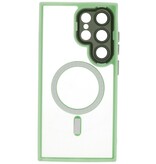 Funda Magsafe Mate-Transparente con Protector de Cámara para Samsung Galaxy S24 Ultra Verde