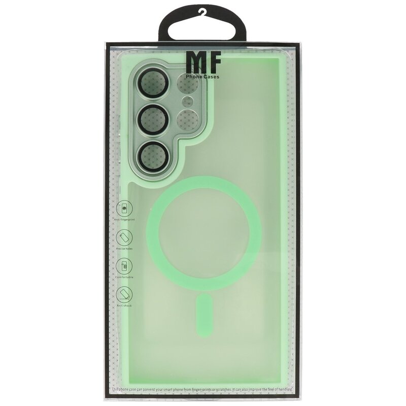 Mattransparent Magsafe-cover med kamerabeskytter til Samsung Galaxy S24 Ultra grøn