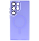 Funda Magsafe Mate-Transparente con Protector de Cámara para Samsung Galaxy S24 Ultra Púrpura