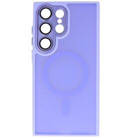 Funda Magsafe Mate-Transparente con Protector de Cámara para Samsung Galaxy S24 Ultra Púrpura