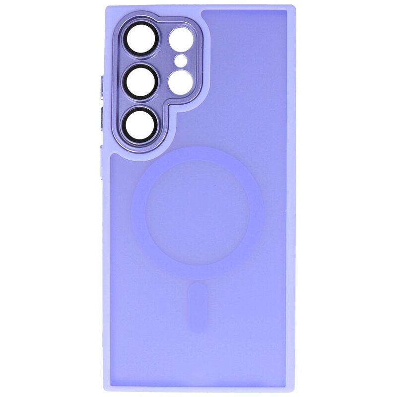 Funda Magsafe Mate-Transparente con Protector de Cámara para Samsung Galaxy S24 Ultra Púrpura