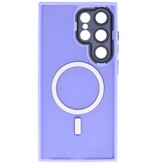 Étui MagSafe mat transparent avec protection pour appareil photo pour Samsung Galaxy S24 Ultra violet