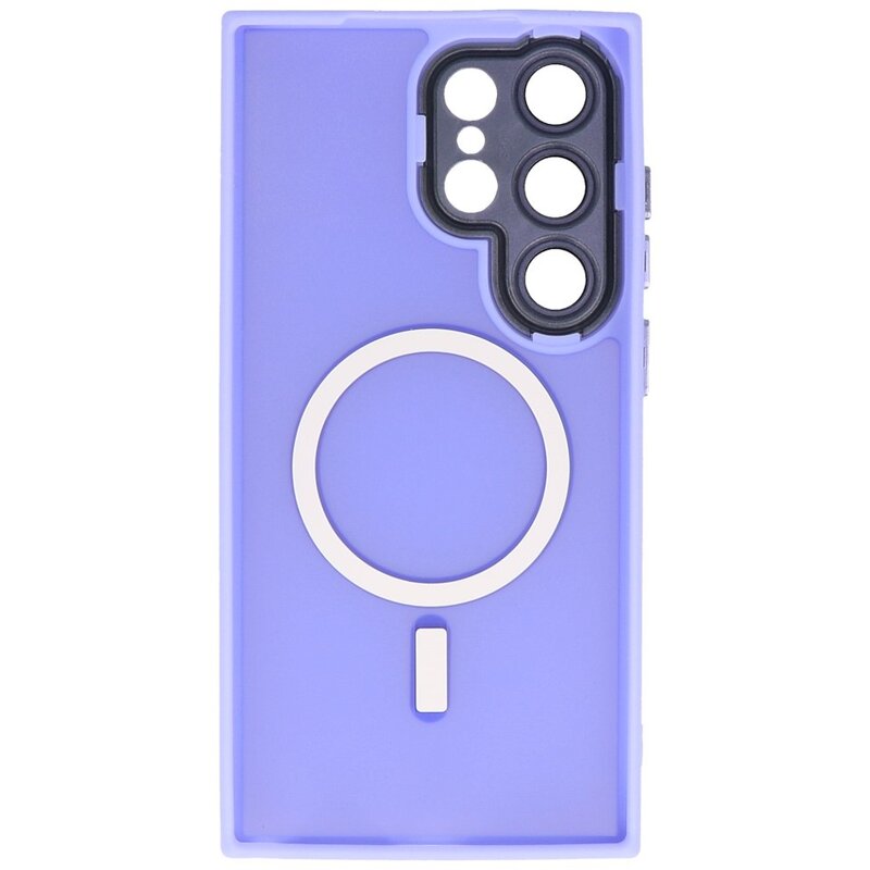 Funda Magsafe Mate-Transparente con Protector de Cámara para Samsung Galaxy S24 Ultra Púrpura