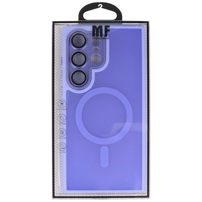 Funda Magsafe Mate-Transparente con Protector de Cámara para Samsung Galaxy S24 Ultra Púrpura