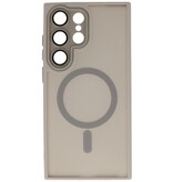 Funda Magsafe Mate-Transparente con Protector de Cámara para Samsung Galaxy S24 Ultra Gris