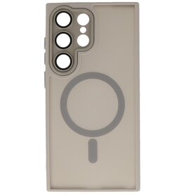 Funda Magsafe Mate-Transparente con Protector de Cámara para Samsung Galaxy S24 Ultra Gris