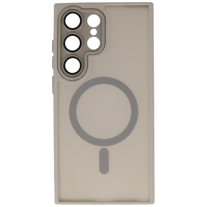 Funda Magsafe Mate-Transparente con Protector de Cámara para Samsung Galaxy S24 Ultra Gris