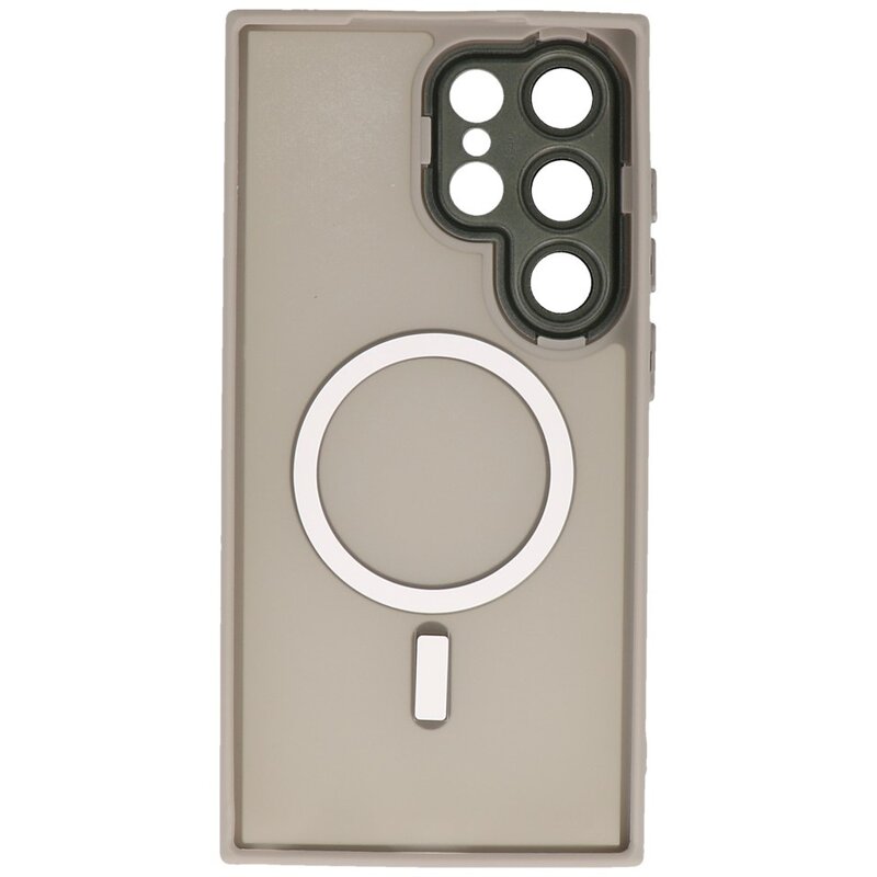 Funda Magsafe Mate-Transparente con Protector de Cámara para Samsung Galaxy S24 Ultra Gris
