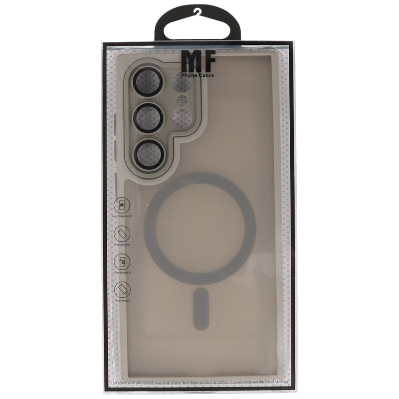 Funda Magsafe Mate-Transparente con Protector de Cámara para Samsung Galaxy S24 Ultra Gris