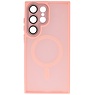 Funda Magsafe Transparente Mate con Protector de Cámara para Samsung Galaxy S24 Ultra Rosa
