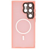 Étui MagSafe mat transparent avec protection pour appareil photo pour Samsung Galaxy S24 Ultra rose