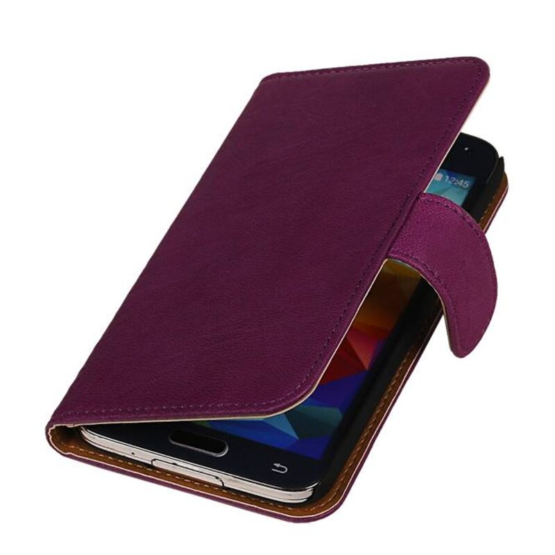 Washed Leer Bookstyle Hoes voor HTC Desire 816 Paars