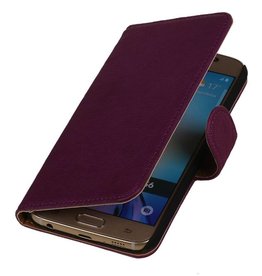 Vasket Læder Book Style Taske til Nokia Lumia X Lilla