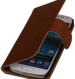 Vasket Læder Book Style Taske til LG G3 Mini Brown