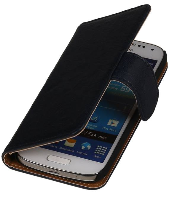 Vasket Læder Book Style Taske til LG G3 Mini Mørkeblå