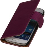 Vasket Læder Book Style Taske til LG G3 Mini Purple