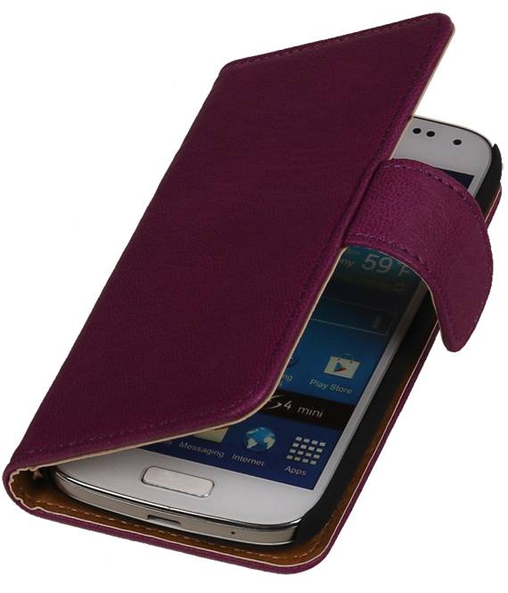 Vasket Læder Book Style Taske til LG G3 Mini Purple