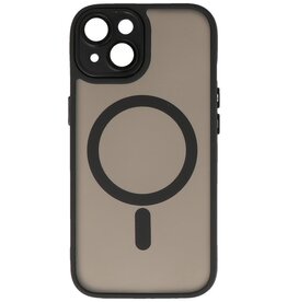 Mat-Transparent met Camera Beschermer Magsafe Case voor iPhone 14 - 13 Zwart