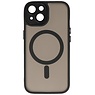 Funda Magsafe Transparente Mate con Protector de Cámara para iPhone 14 - 13 Negra