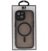 Étui Magsafe transparent mat avec protection d'appareil photo pour iPhone 14 - 13 noir