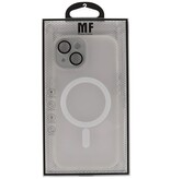 Custodia Magsafe opaca-trasparente con protezione per fotocamera per iPhone 14 - 13 bianca