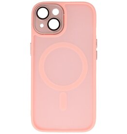 Matte-Transparent with Camera Protector Magsafe Case for iPhone 14 - 13 Pink