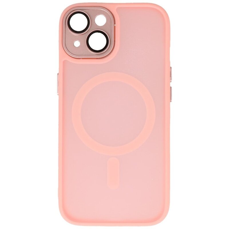 Mat-Transparent met Camera Beschermer Magsafe Case voor iPhone 14 - 13 Roze