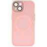 Custodia Magsafe opaca-trasparente con protezione per fotocamera per iPhone 14 - 13 rosa