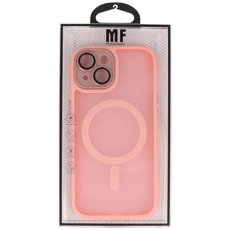 Mat-Transparent met Camera Beschermer Magsafe Case voor iPhone 14 - 13 Roze