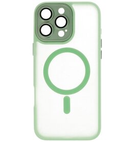 Étui MagSafe transparent mat avec protection pour appareil photo pour iPhone 14 Pro vert