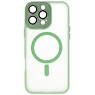 Étui MagSafe transparent mat avec protection pour appareil photo pour iPhone 14 Pro vert